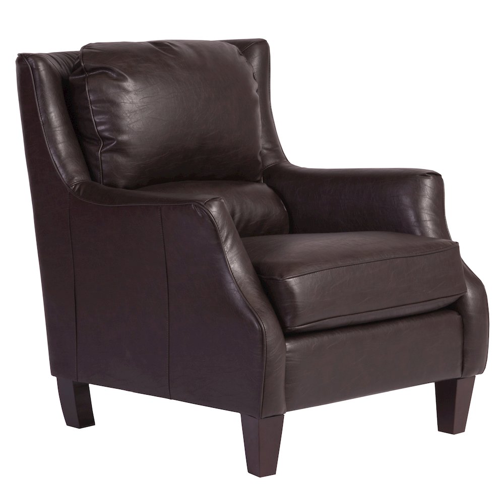 Porter Designs Garnett Crackle Leather Club Style Accent Chair, Brown. Picture 5