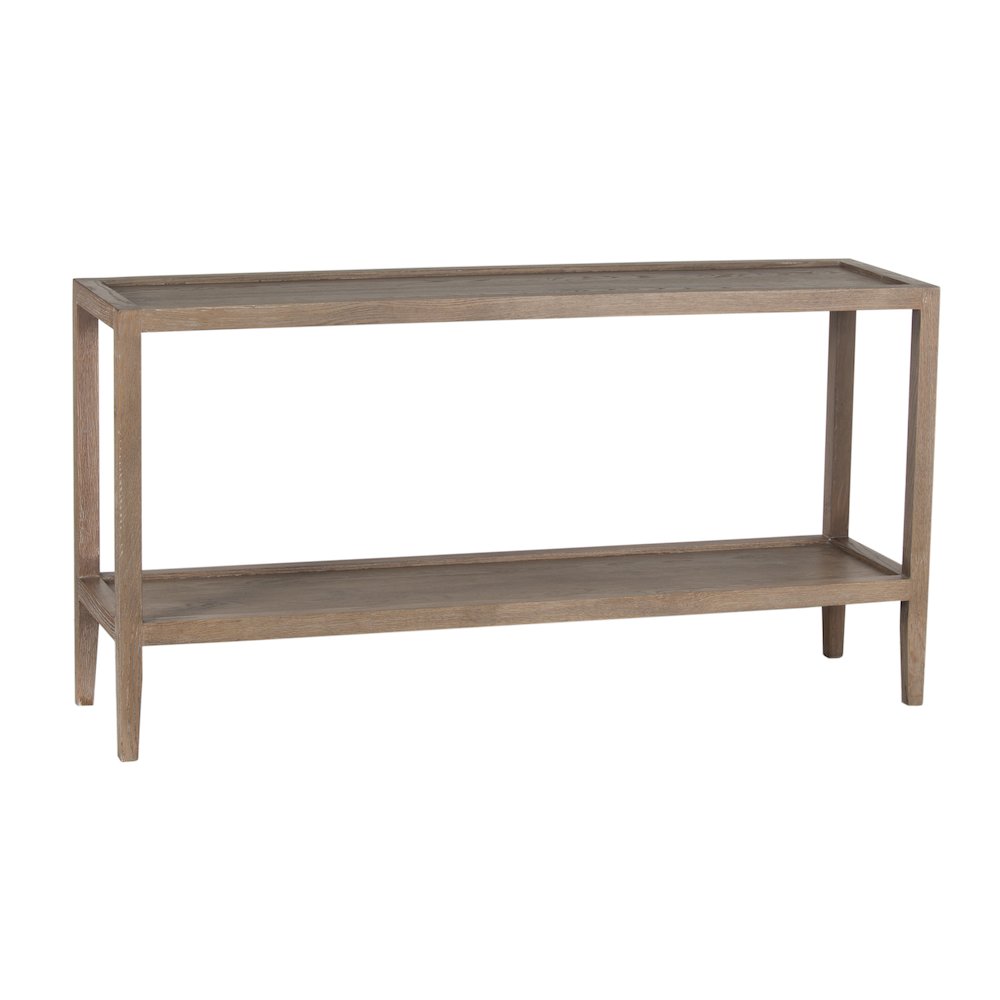 Lowell Solid White Oak Wood Console Table, Brown. Picture 1