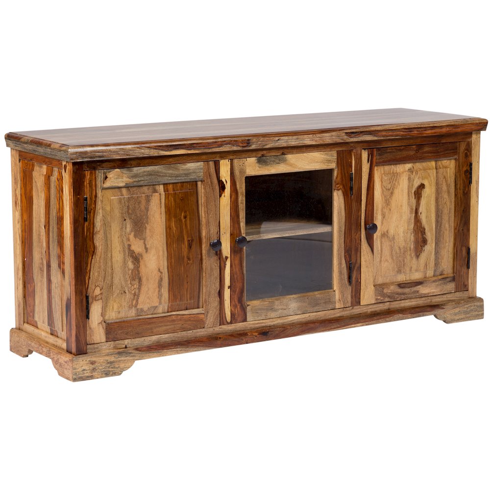 Porter Designs Taos Solid Sheesham Wood TV Stand, Natural. Picture 1