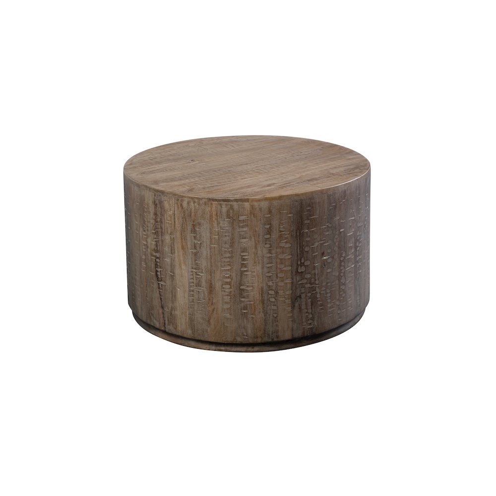Porter Designs Drum Gray Wash Mango Wood Coffee Table, Gray. Picture 4