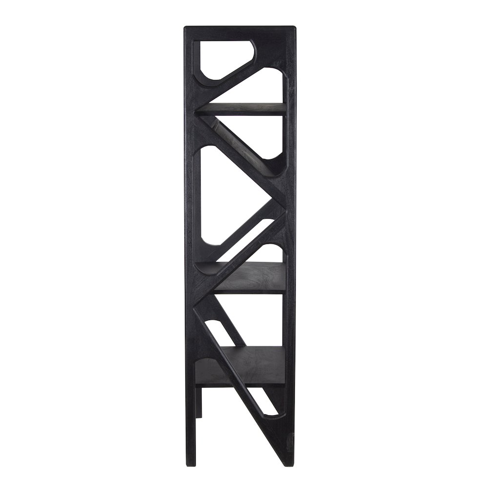 Canberra Solid Mango Wood Bookcase, Black. Picture 3