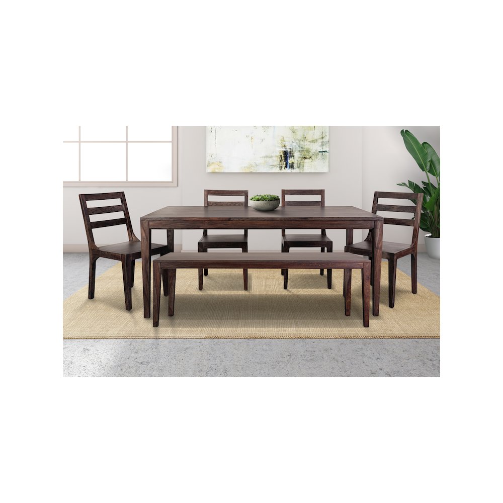 Porter Designs Fall River Solid Sheesham Wood Dining Chair, Brown (Set of 2). Picture 8