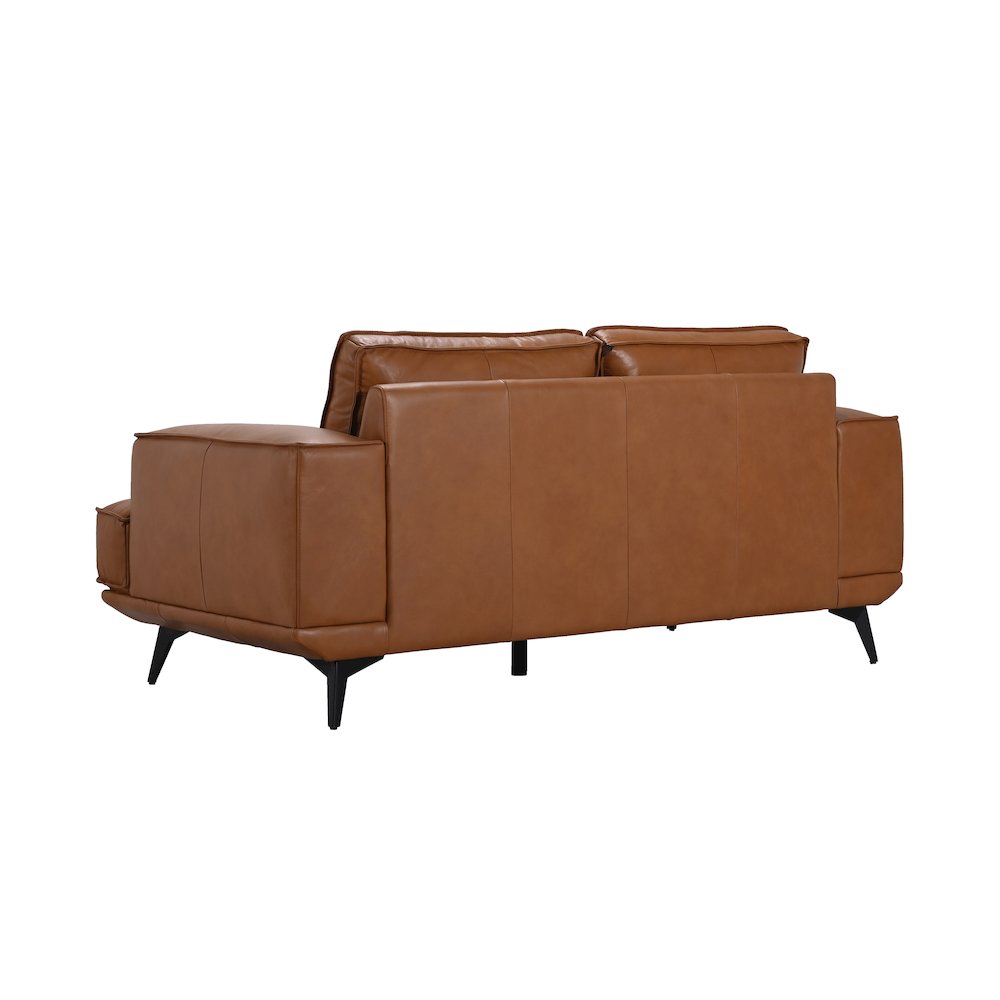 Pirelli Full-Grain Leather Loveseat, Brown. Picture 6