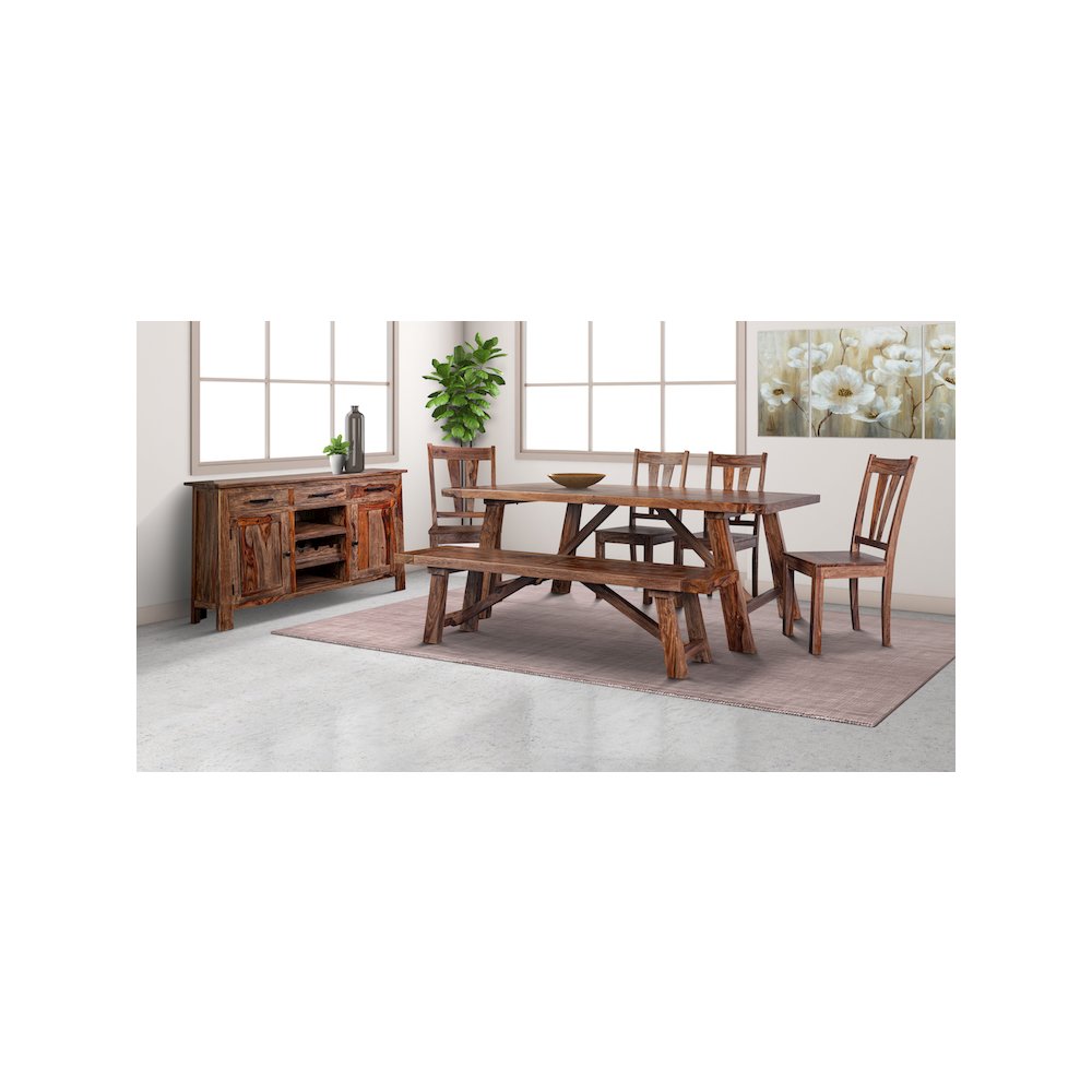 Porter Designs Kalispell Solid Sheesham Wood Dining Table, Brown. Picture 2