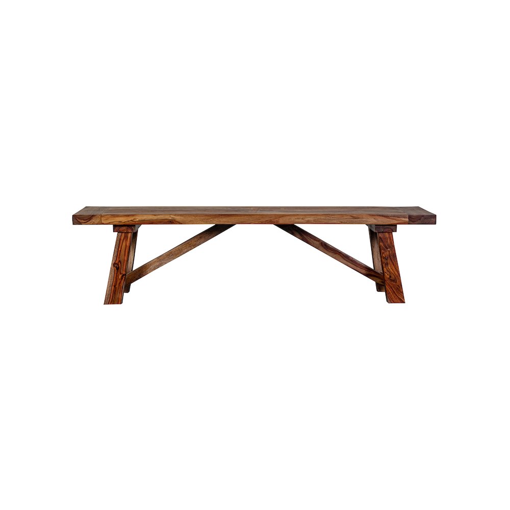 Porter Designs Kalispell Solid Sheesham Wood Dining Bench, Brown. Picture 4