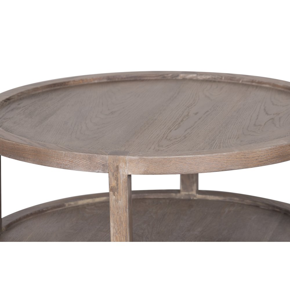Lowell Solid White Oak Wood Coffee Table, Brown. Picture 3