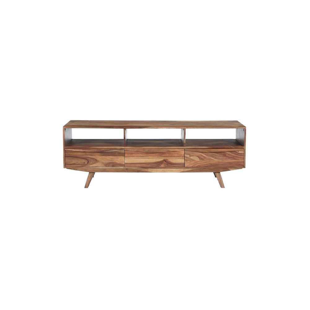 Porter Designs Fusion Solid Sheesham Wood TV Stand, Light Brown. Picture 8
