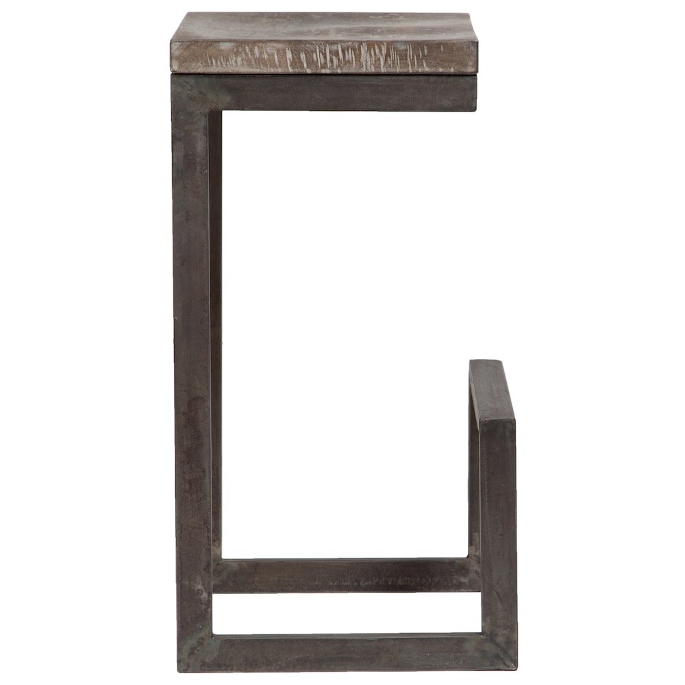 Porter Designs Cube Solid Mango Wood & Metal Bar Stool, Gray (Set of 2). Picture 9