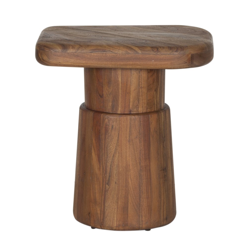 Ekta Solid Acacia Wood End Table, Brown. Picture 4