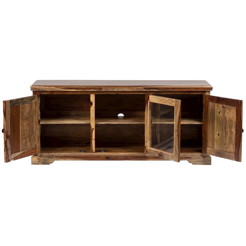 Porter Designs Taos Solid Sheesham Wood TV Stand, Natural. Picture 6