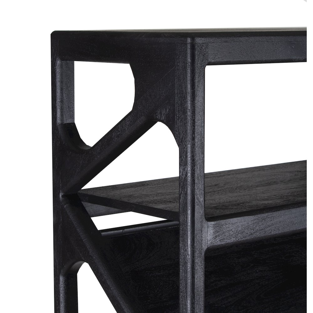 Canberra Solid Mango Wood Bookcase, Black. Picture 5