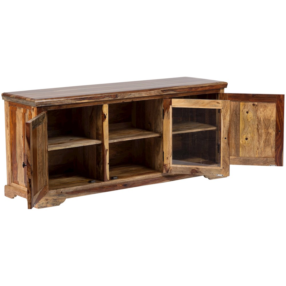 Porter Designs Taos Solid Sheesham Wood TV Stand, Natural. Picture 5