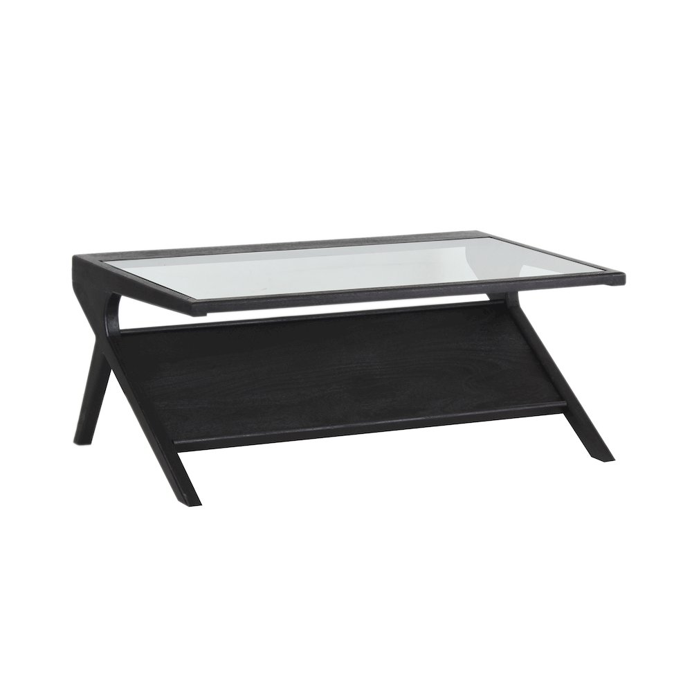 Canberra Solid Mango Wood Coffee Table, Black. Picture 1