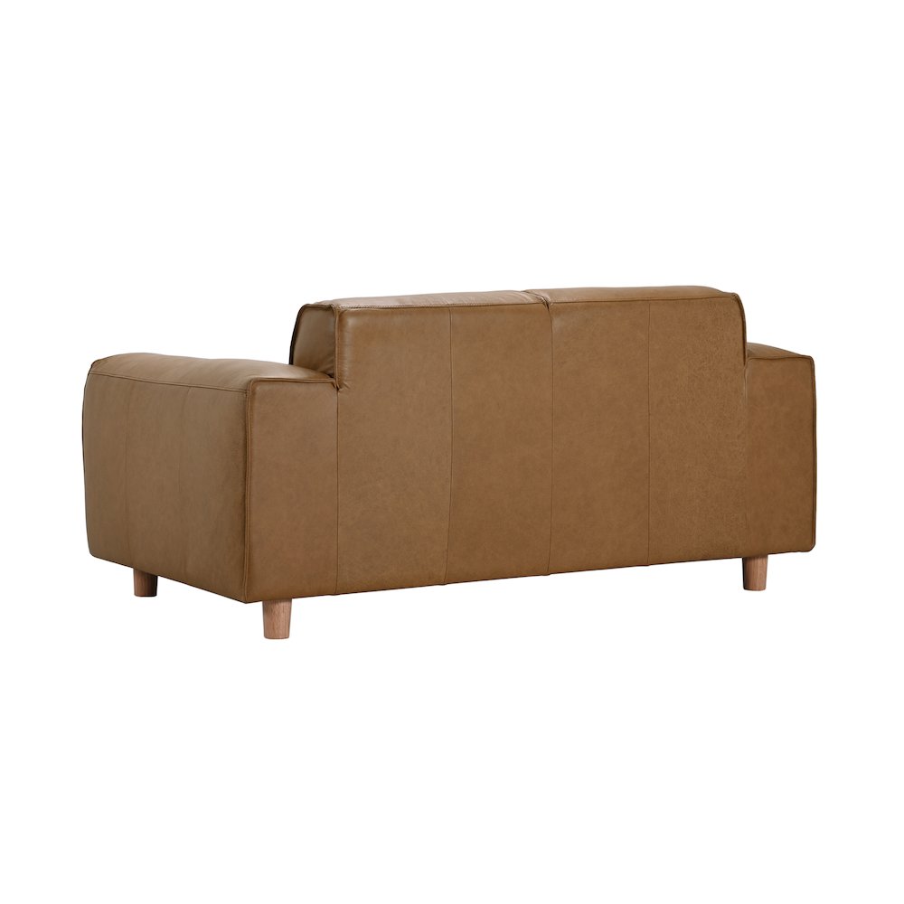 Nerio Top-Grain Leather Loveseat, Brown. Picture 4