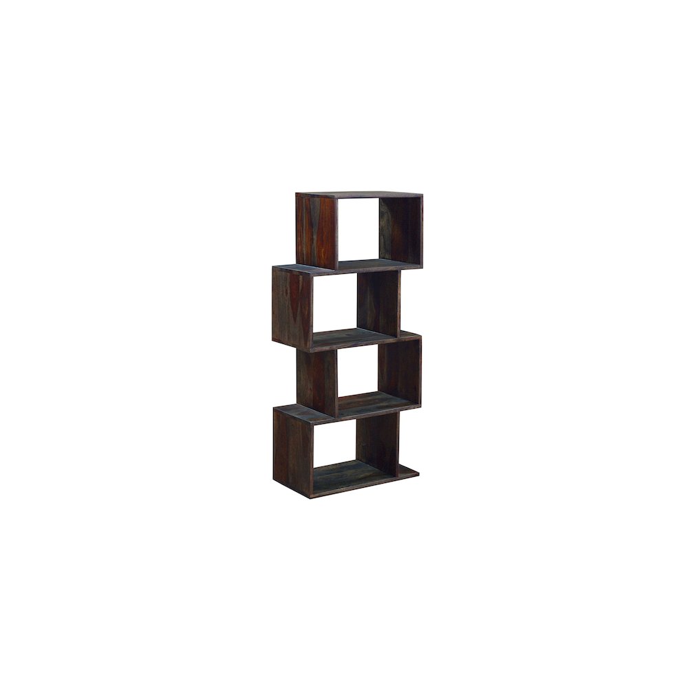 Porter Designs Fall River Solid Sheesham Wood Bookcase, Gray. Picture 1