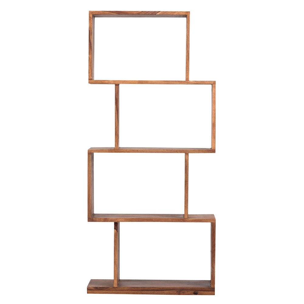 Porter Designs Urban Solid Sheesham Wood 4 Shelf Bookcase, Natural. Picture 5