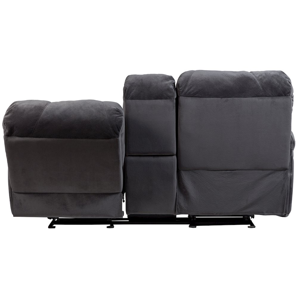 Porter Designs Ramsey Microfiber Reclining Console Loveseat, Gray. Picture 10