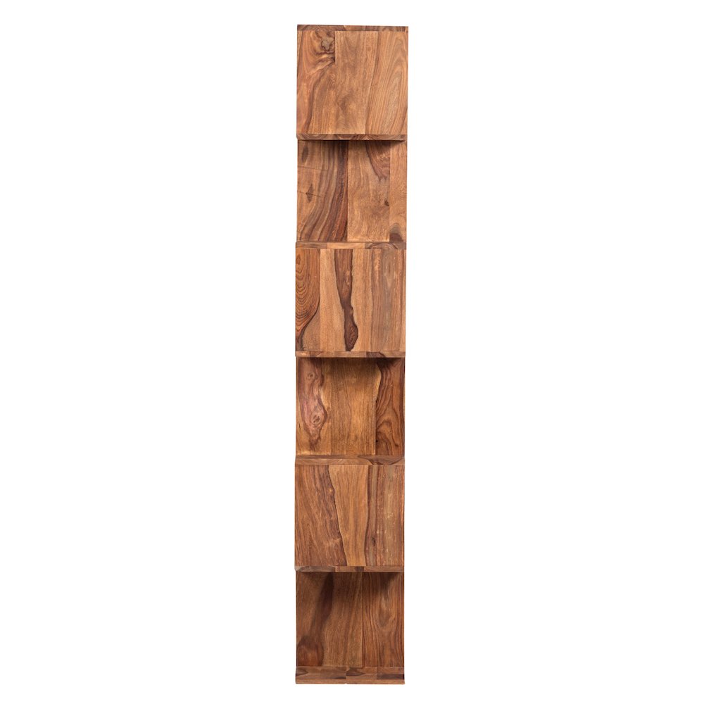 Porter Designs Urban Solid Sheesham Wood 6 Shelf Bookcase, Natural. Picture 3