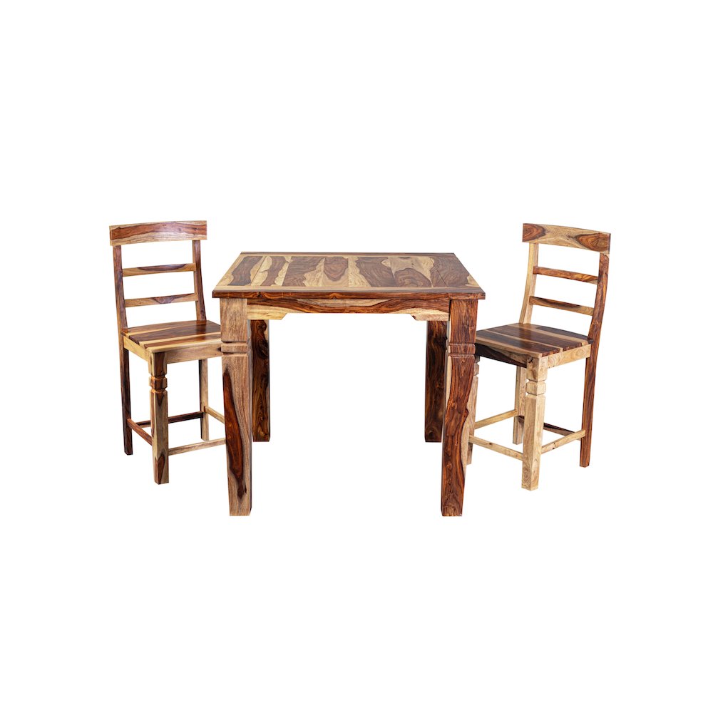 Porter Designs Taos Solid Sheesham Wood 54" Square Counter Table, Natural. Picture 5