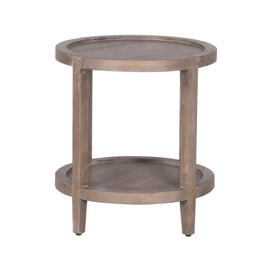 Lowell Solid White Oak Wood End Table, Brown. Picture 1