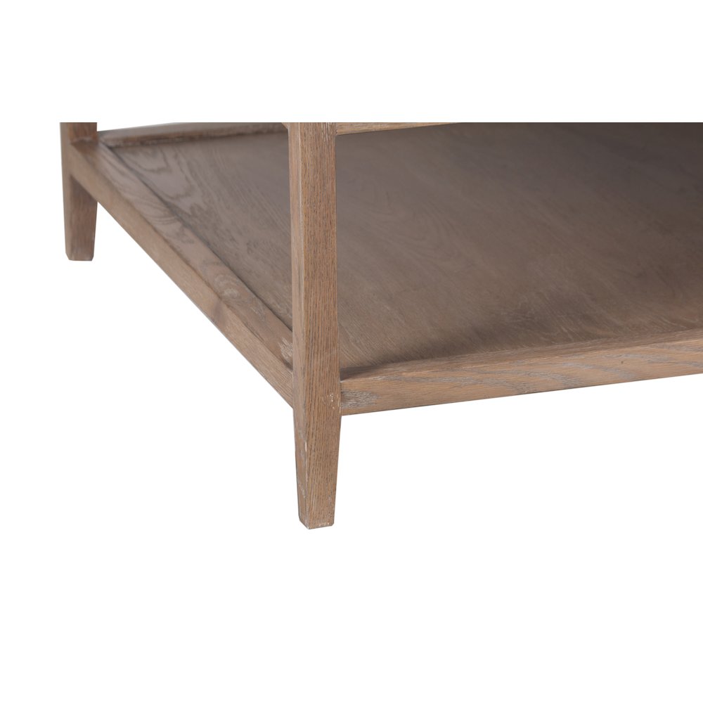 Lowell Solid White Oak Wood Coffee Table, Brown. Picture 4