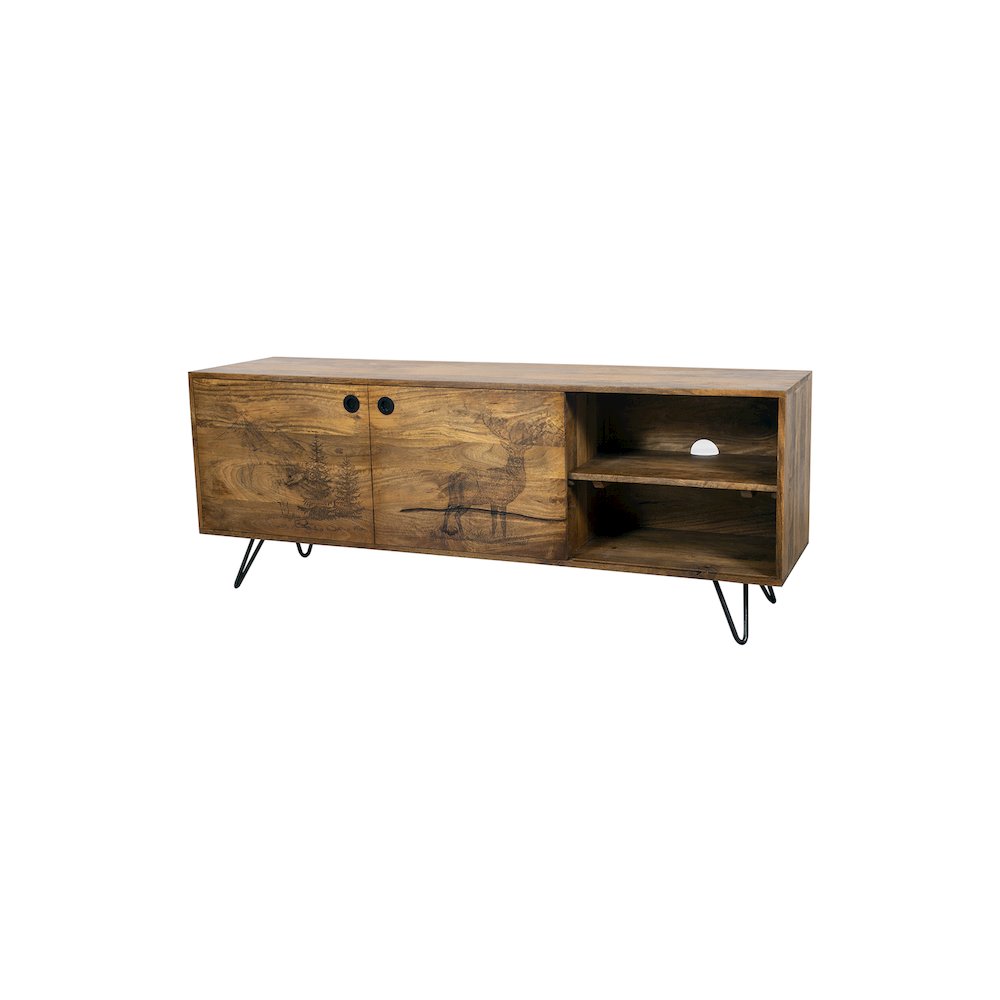 Porter Designs Alpine Solid Wood TV Stand, Natural. Picture 4