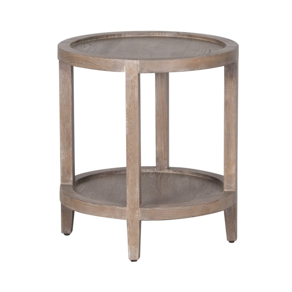 Lowell Solid White Oak Wood End Table, Brown. Picture 2
