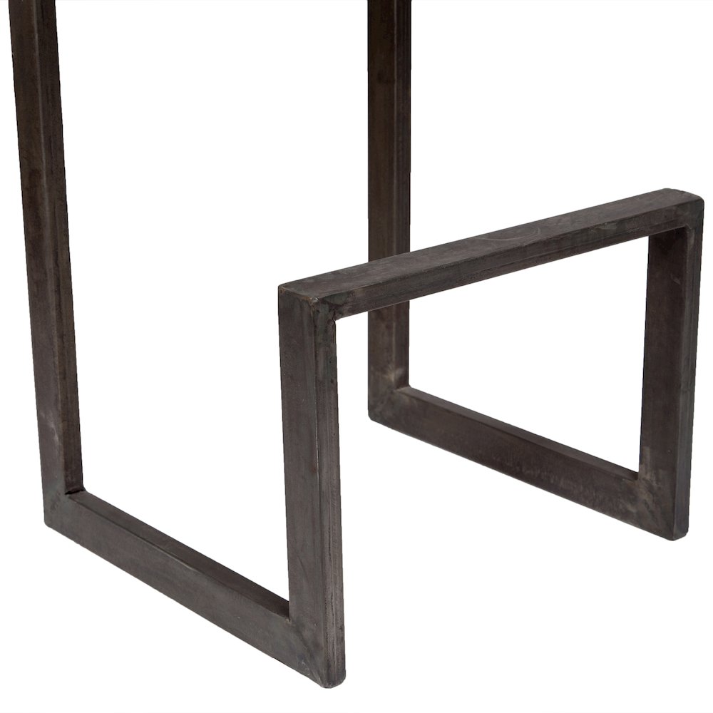 Porter Designs Cube Solid Mango Wood & Metal Bar Stool, Gray (Set of 2). Picture 10