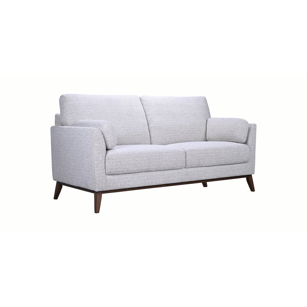Flanders Wood Trim Upholstered Loveseat, Gray. Picture 1