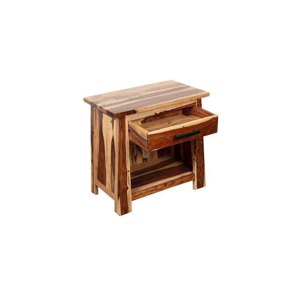 Porter Designs Kalispell Solid Sheesham Wood Nightstand, Natural. Picture 7