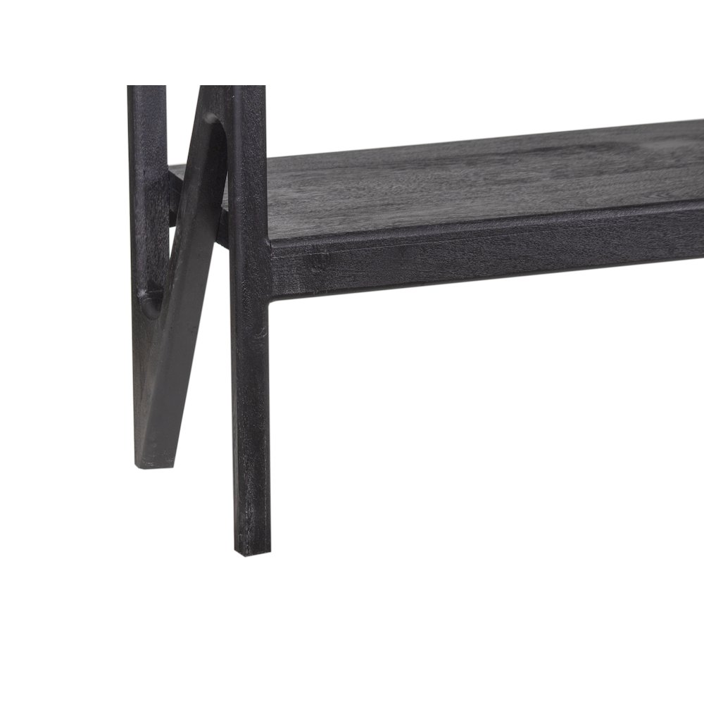 Canberra Solid Mango Wood TV Stand, Black. Picture 4