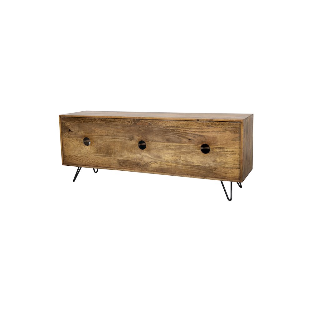 Porter Designs Alpine Solid Wood TV Stand, Natural. Picture 3