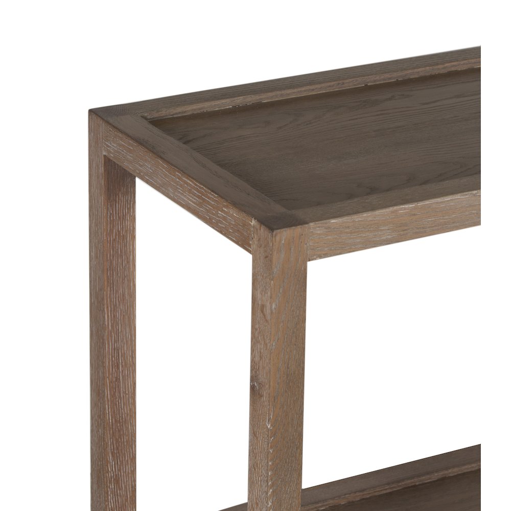 Lowell Solid White Oak Wood Console Table, Brown. Picture 5