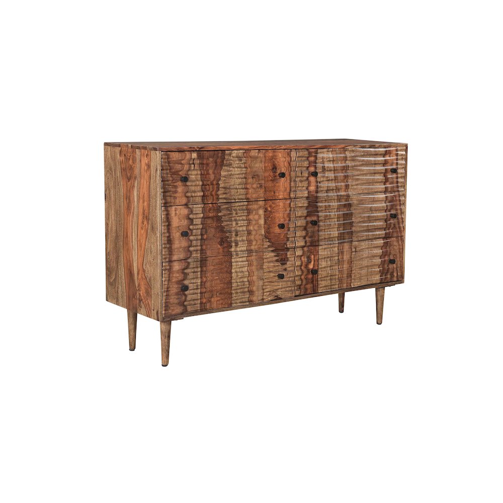 Waves Solid Sheesham Wood Dresser, Brown. Picture 1