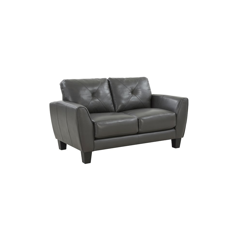 Porter Designs Trento Top Grain Leather Loveseat, Gray. Picture 1