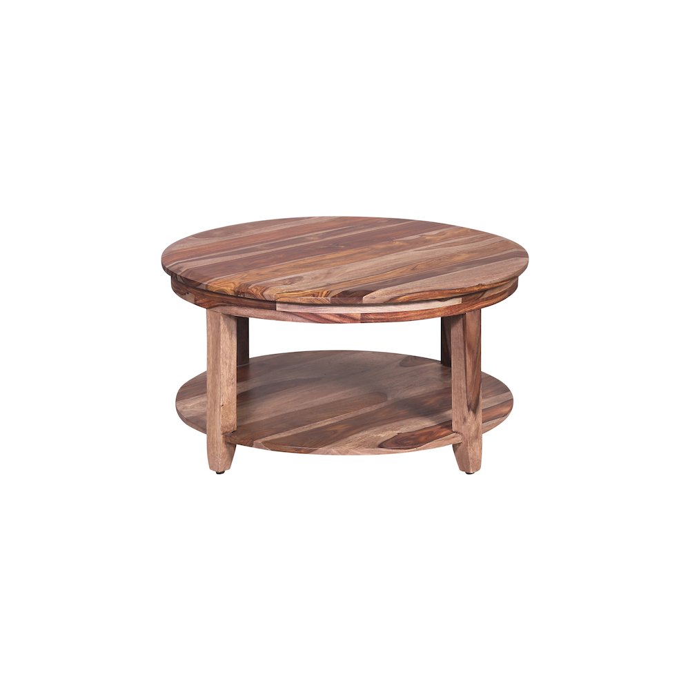 Sonora Solid Sheesham Wood Round Coffee Table, Brown. Picture 3