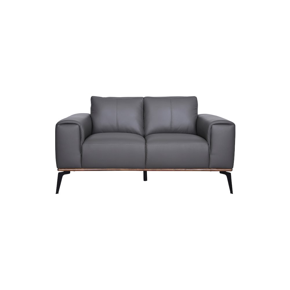 Porter Designs Pietro Top Grain Leather Loveseat, Gray. Picture 3