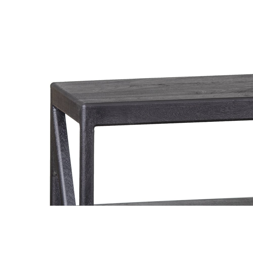 Canberra Solid Mango Wood TV Stand, Black. Picture 6