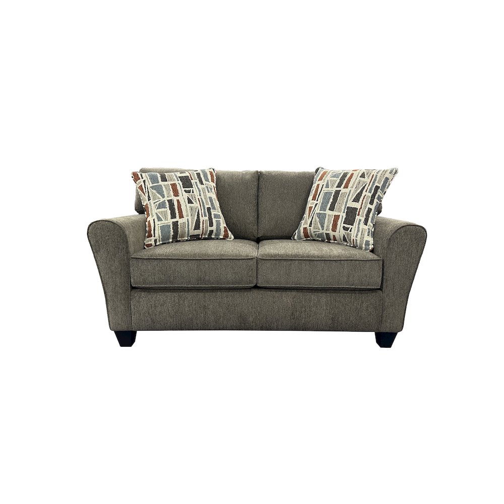 Reese Modern Upholstered Loveseat, Brown. Picture 2
