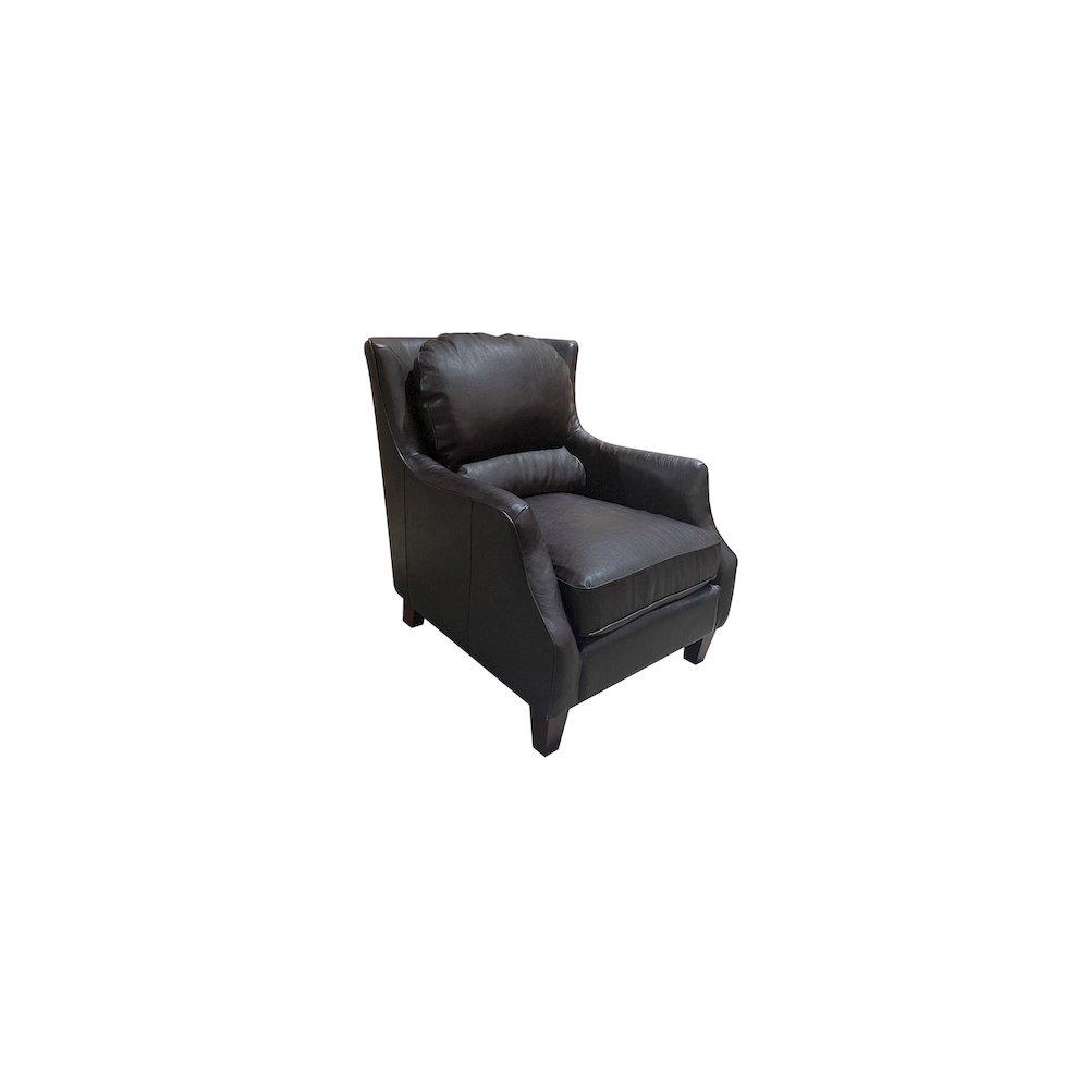 Porter Designs Garnett Crackle Leather Club Style Chair, Black. Picture 1