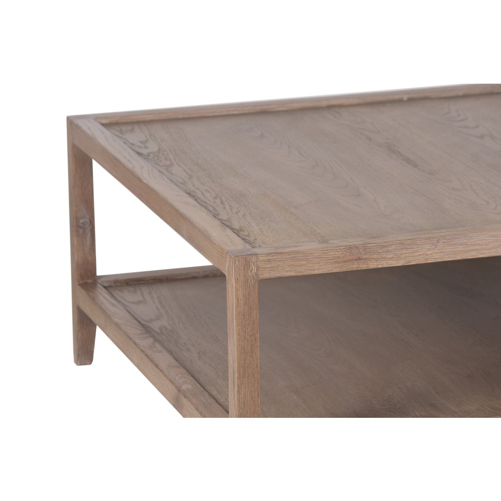 Lowell Solid White Oak Wood Coffee Table, Brown. Picture 5