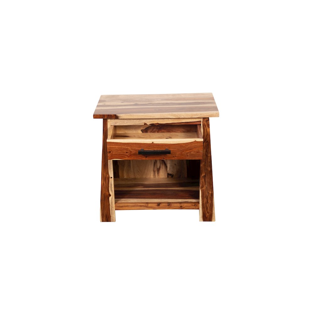Porter Designs Kalispell Solid Sheesham Wood Nightstand, Natural. Picture 6