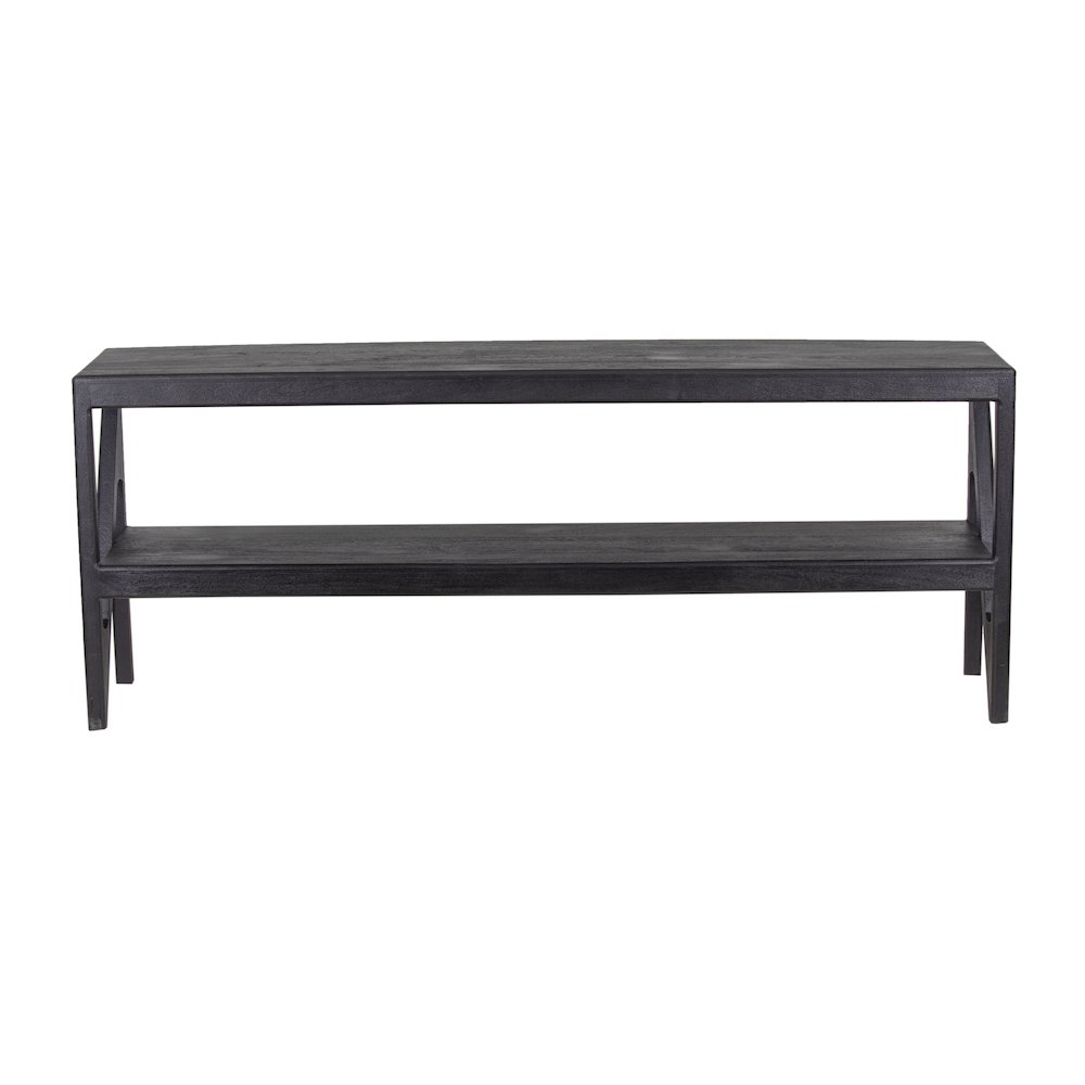 Canberra Solid Mango Wood TV Stand, Black. Picture 2