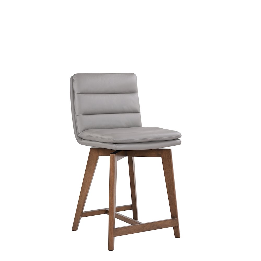Castor Genuine Leather Dining Chair, Gray (Set of 2). Picture 1