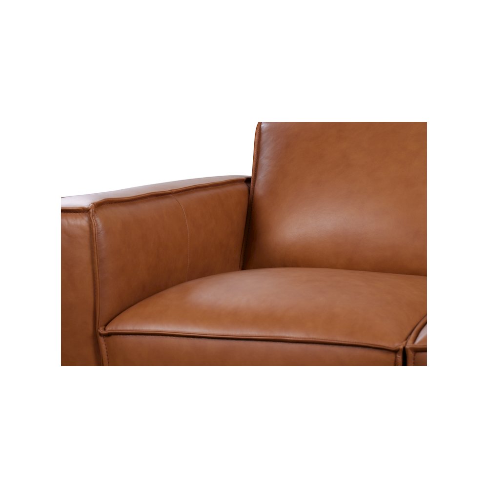 Porter Designs Carina Top Grain Leather Loveseat, Brown. Picture 5