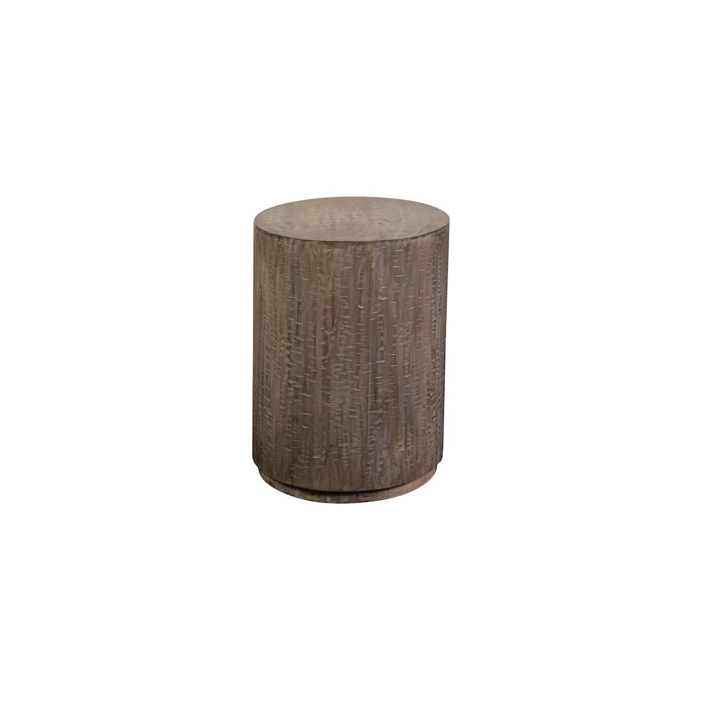 Porter Designs Drum Gray Wash Mango Wood End Table, Gray. Picture 4