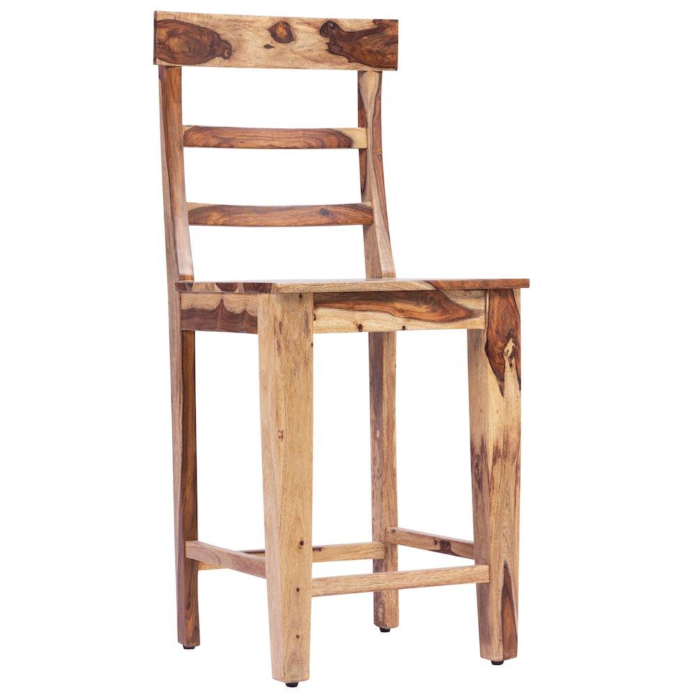 Porter Designs Taos Solid Sheesham Wood Counter Chair, Natural (Set of 2). Picture 5