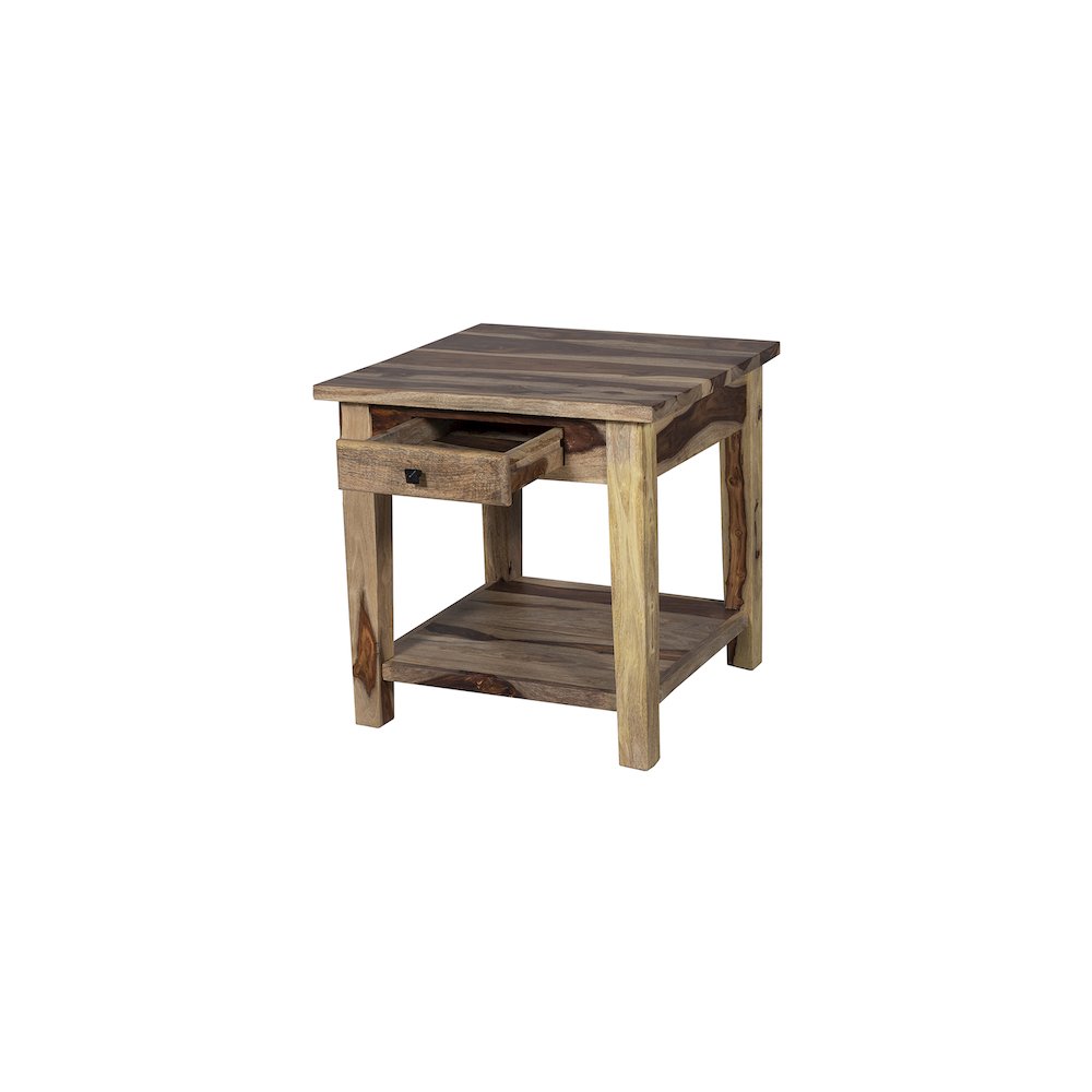 Porter Designs Taos Solid Sheesham Wood End Table, Natural. Picture 7
