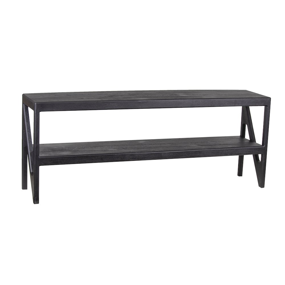 Canberra Solid Mango Wood TV Stand, Black. Picture 1