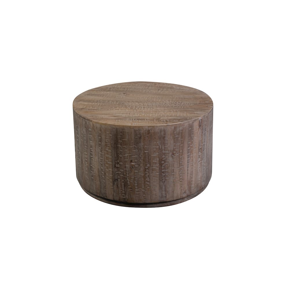 Porter Designs Drum Gray Wash Mango Wood Coffee Table, Gray. Picture 1